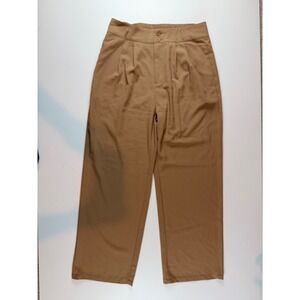 Halara Tan Wide Leg Pleated Dress Pants Womens Large High Waist Elastic Back Tan